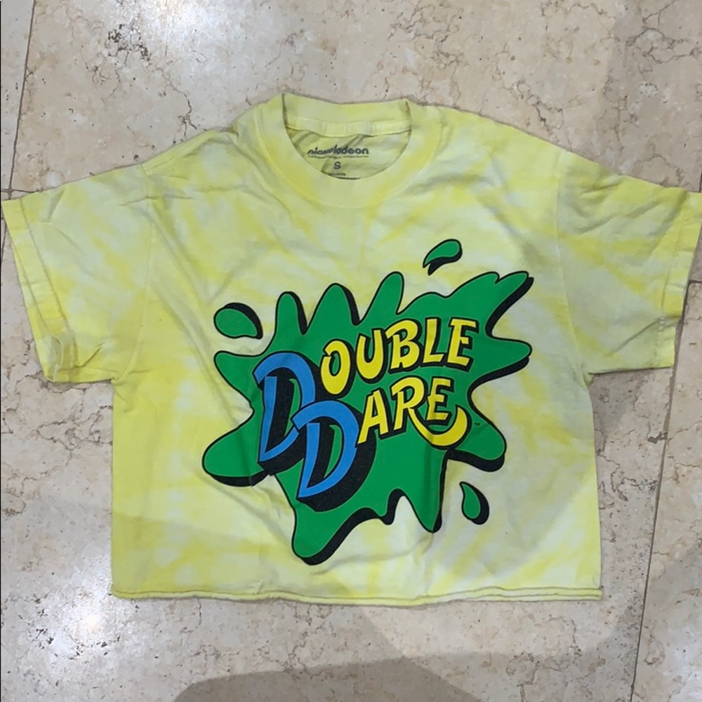 Cropped Yellow TieDye "Double Dare" Nickelodeon T-